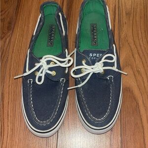 Sperry Navy Canvas Classic Boat Shoes with White Laces